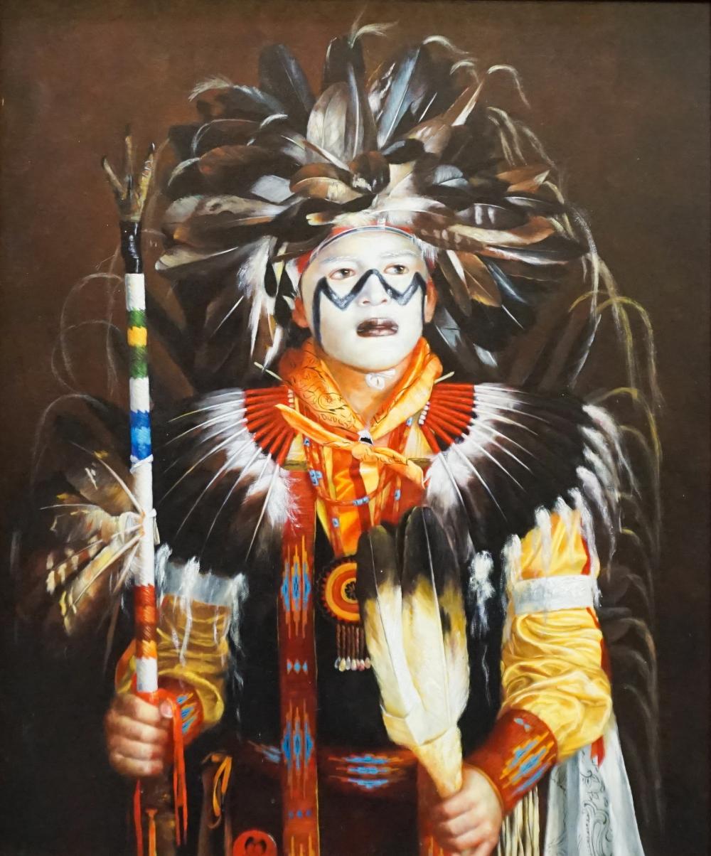 Appraisal: American School th Century American Indian Chief Oil on Canvas