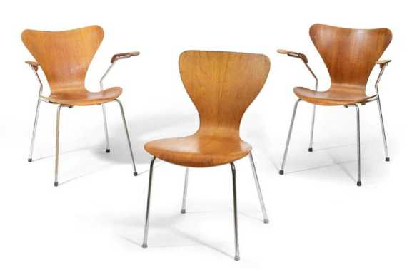 Appraisal: JACOBSEN ARNE - PAIR OF ARMCHAIRS AND CHAIR Series designed