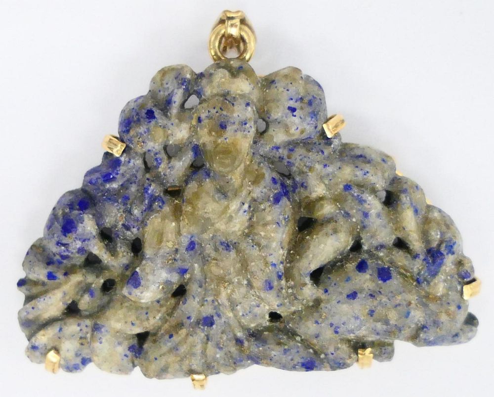 Appraisal: KT YELLOW GOLD LAPIS BROOCH Measures about wide Total weight