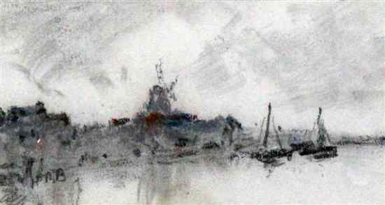 Appraisal: Hercules Brabazon Brabazon - pastel Dutch coastal scene initialled x