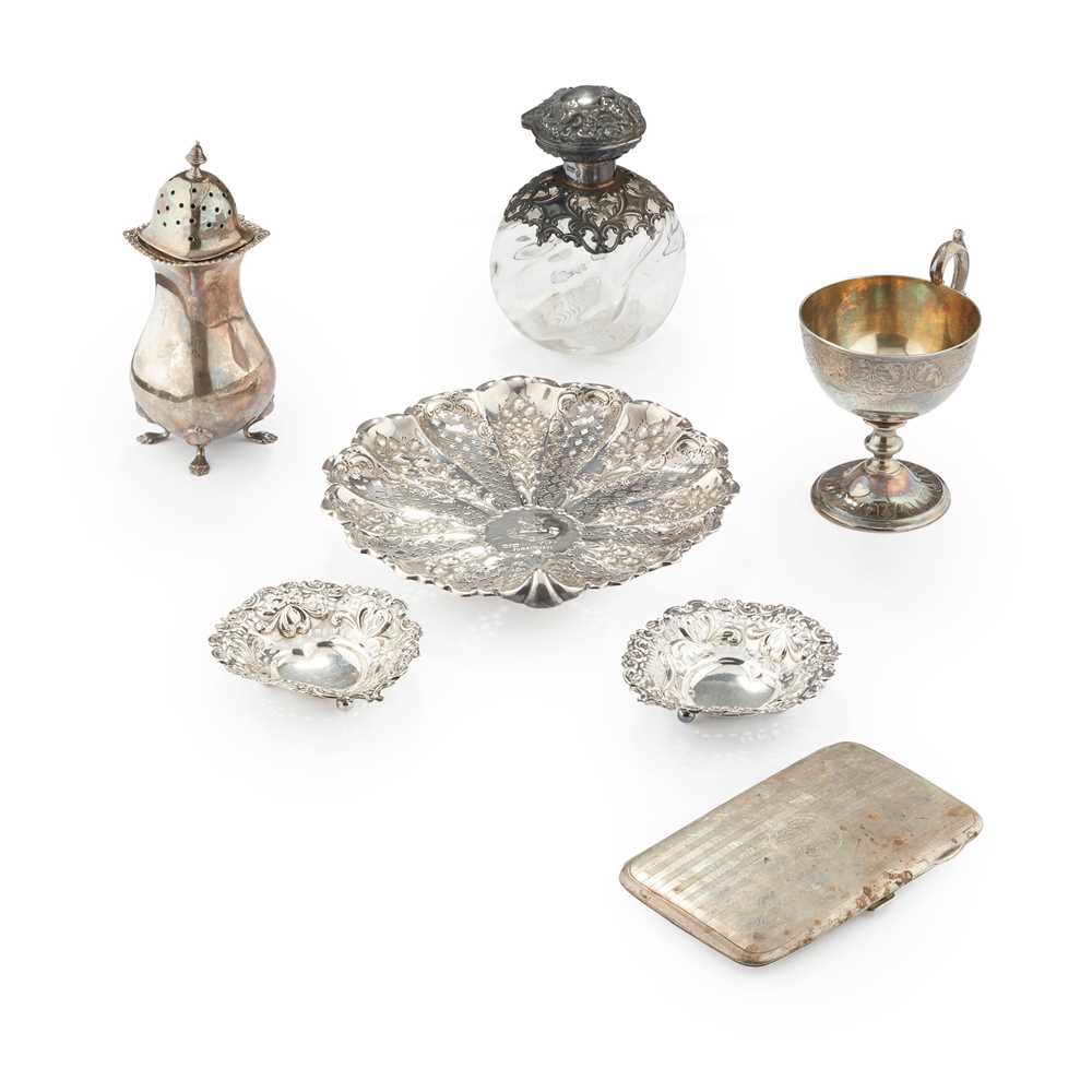 Appraisal: A COLLECTION OF MISCELLANEOUS SILVER To include an Edwardian nut