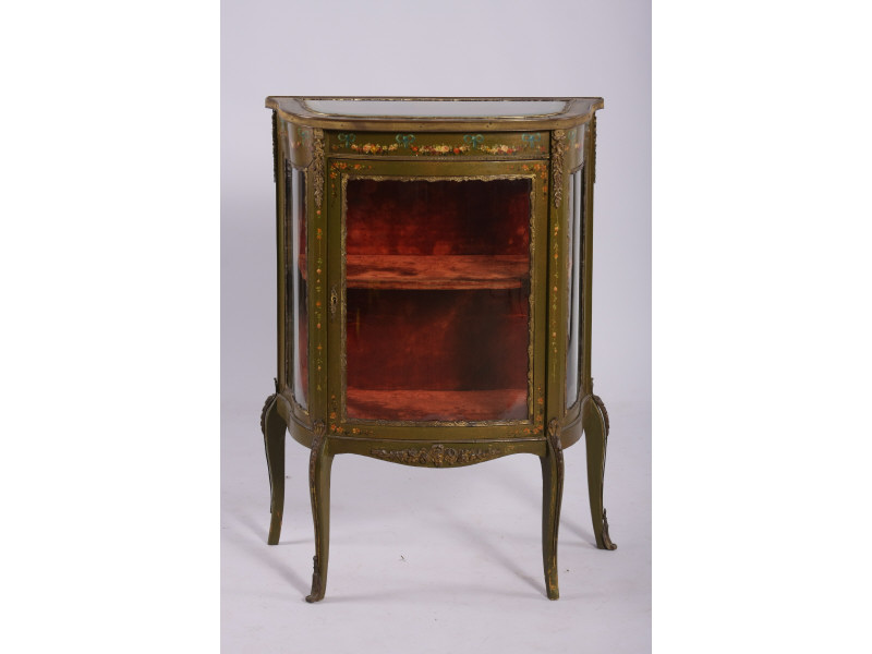 Appraisal: Louis XV Style Vernis Martin Diminutive Vitrine early th c