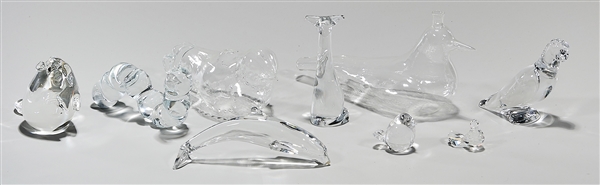 Appraisal: Group of nine Baccarat and other glass animal-form articles including