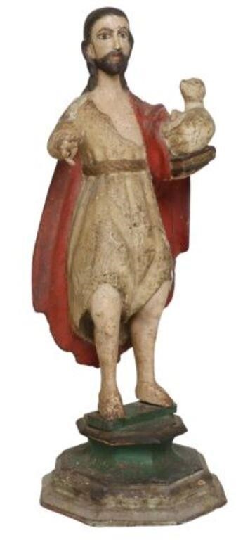 Appraisal: Santo figure The Good Shepherd th c polychrome painted gesso