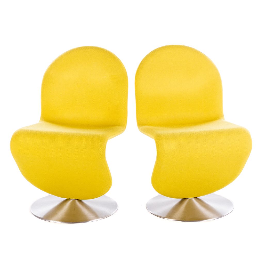 Appraisal: A Pair of Verner Panton Yellow Modern Chairs Upholstered chairs