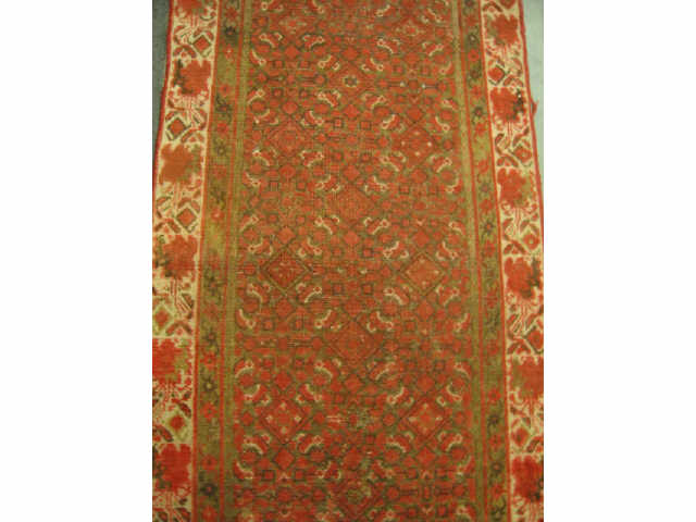 Appraisal: Malayer Persian Handmade Runner overall brown trim geometric on red