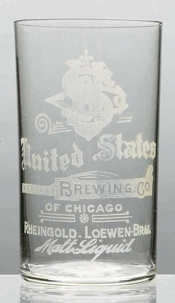 Appraisal: United States Brewing Co Acid-Etched Beer Glass Rheingold and Lowenbrau