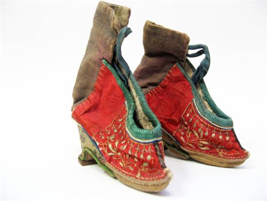 Appraisal: Pair of Chinese Lotus Slippers for bound feet of leather