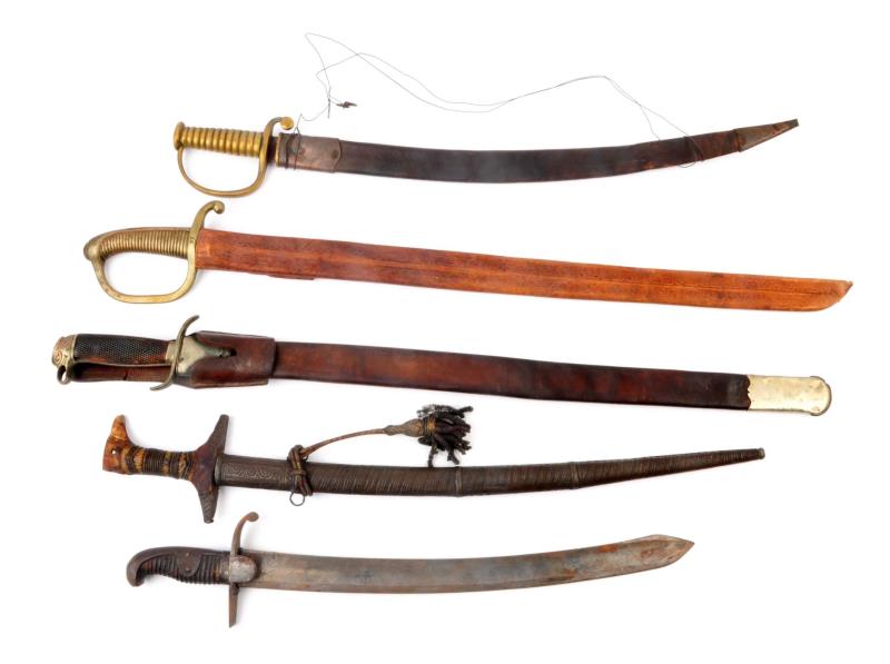 Appraisal: Lot Of Swords Including a French hanger with replaced scabbard