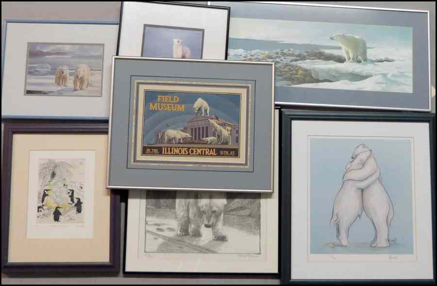 Appraisal: GROUP OF SEVEN FRAMED TH CENTURY POLAR BEAR PRINTS Various