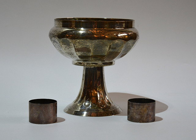 Appraisal: An open silver bowlof circular form on waisted pedestal foot