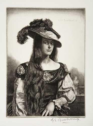 Appraisal: GERALD BROCKHURST The Black Silk Dress Etching x mm x