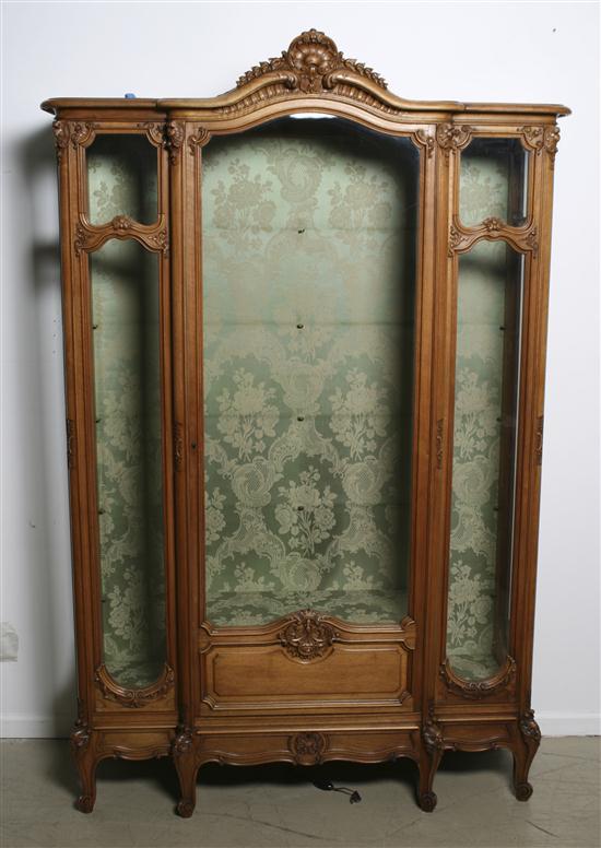 Appraisal: Louis XV Style Vitrine Cabinet having carved frame throughout with