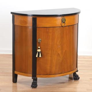 Appraisal: Biedermeier parcel ebonized demi-lune commode Late th th c paw