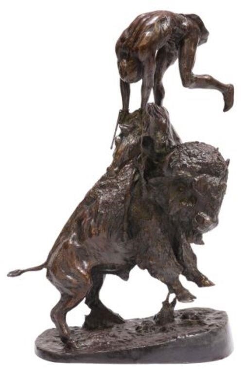 Appraisal: Patinated bronze sculpture Buffalo Horse after the original by Frederic