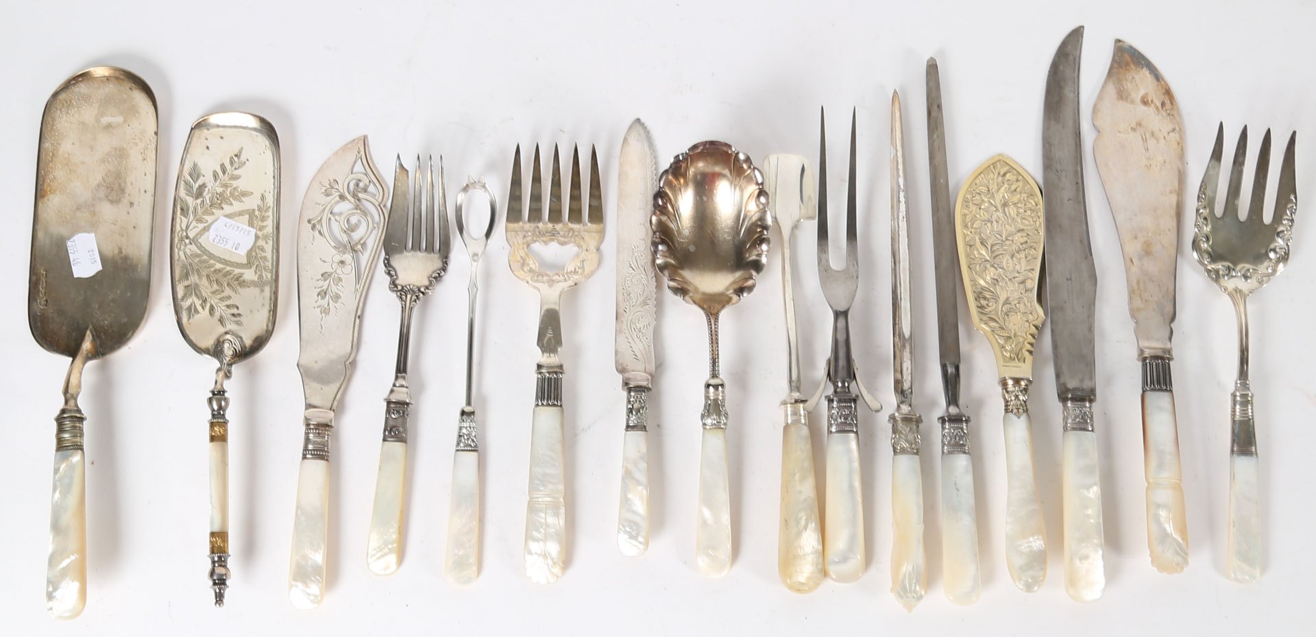 Appraisal: Mother-of-pearl handled serving pieces Undernumber