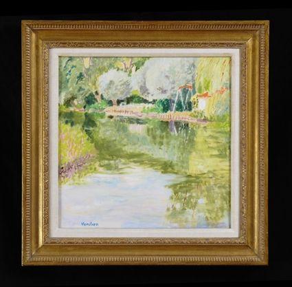 Appraisal: JEAN VENITIEN b LES BORDS DE L'EURE Tempera on paper