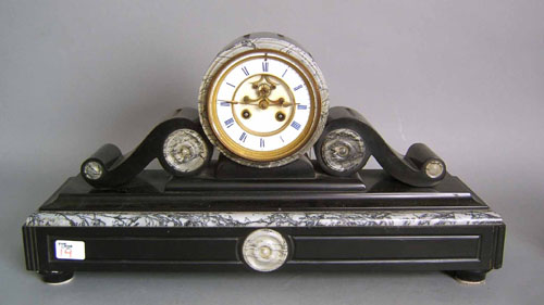 Appraisal: French black marble mantle clock by Henri Jullien with open