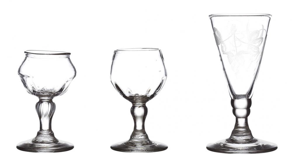 Appraisal: TWO TH CENTURY DRAM GLASSES AND TH CENTURY ALE GLASS