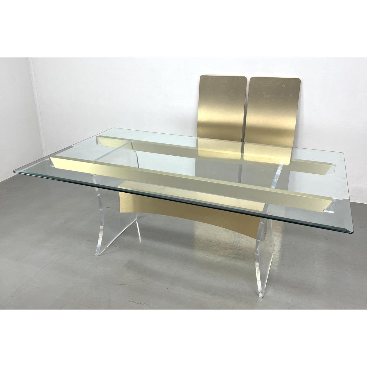 Appraisal: Decorator Mid Century Modern Glass And Lucite Dining Table Lucite