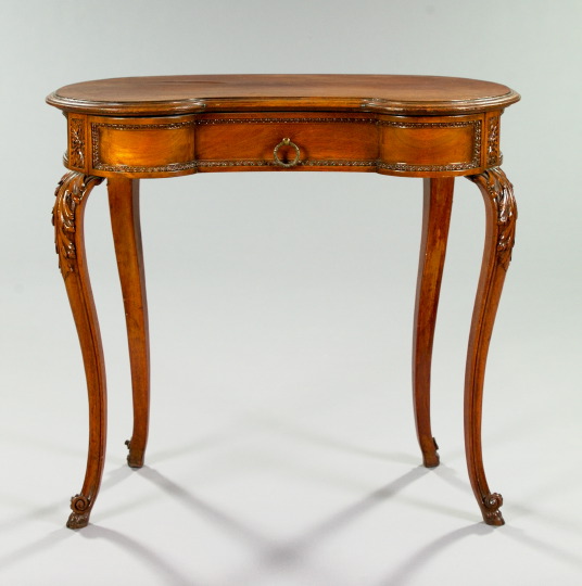 Appraisal: French Carved Mahogany Kidney-Shaped Petite Writing Desk early th century