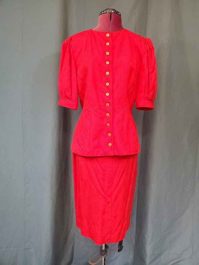 Appraisal: Vintage Claire Paris Ladies Red Suit sz with reddish orange