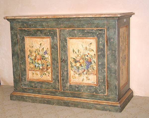 Appraisal: An Italian Baroque style paint decorated credenza height in width