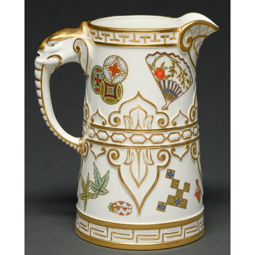 Appraisal: A Royal Worcester aesthetic jug with elephant handle decorated in