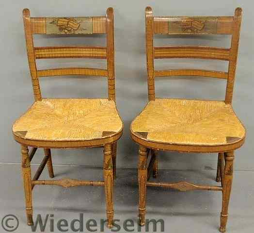 Appraisal: Pair of Philadelphia Sheraton side chairs c with original paint