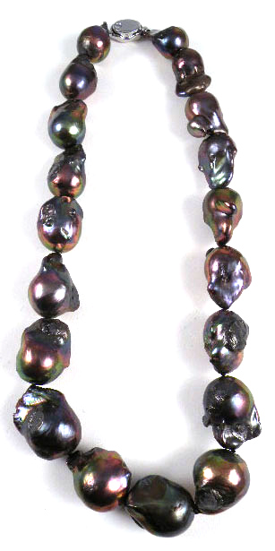 Appraisal: FRESHWATER BAROQUE PEARL NECKLACE strung with gray baroque dark gray