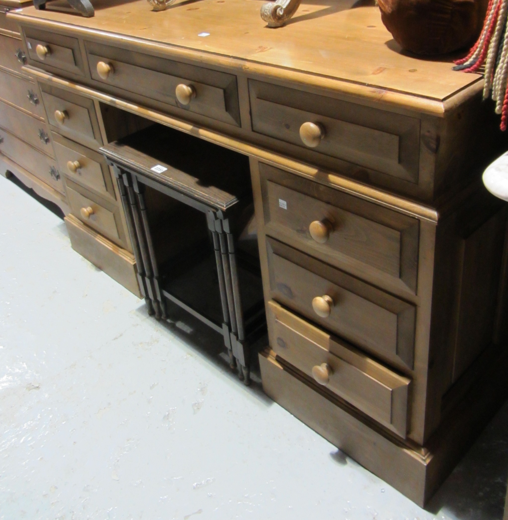 Appraisal: A th century pine pedestal desk