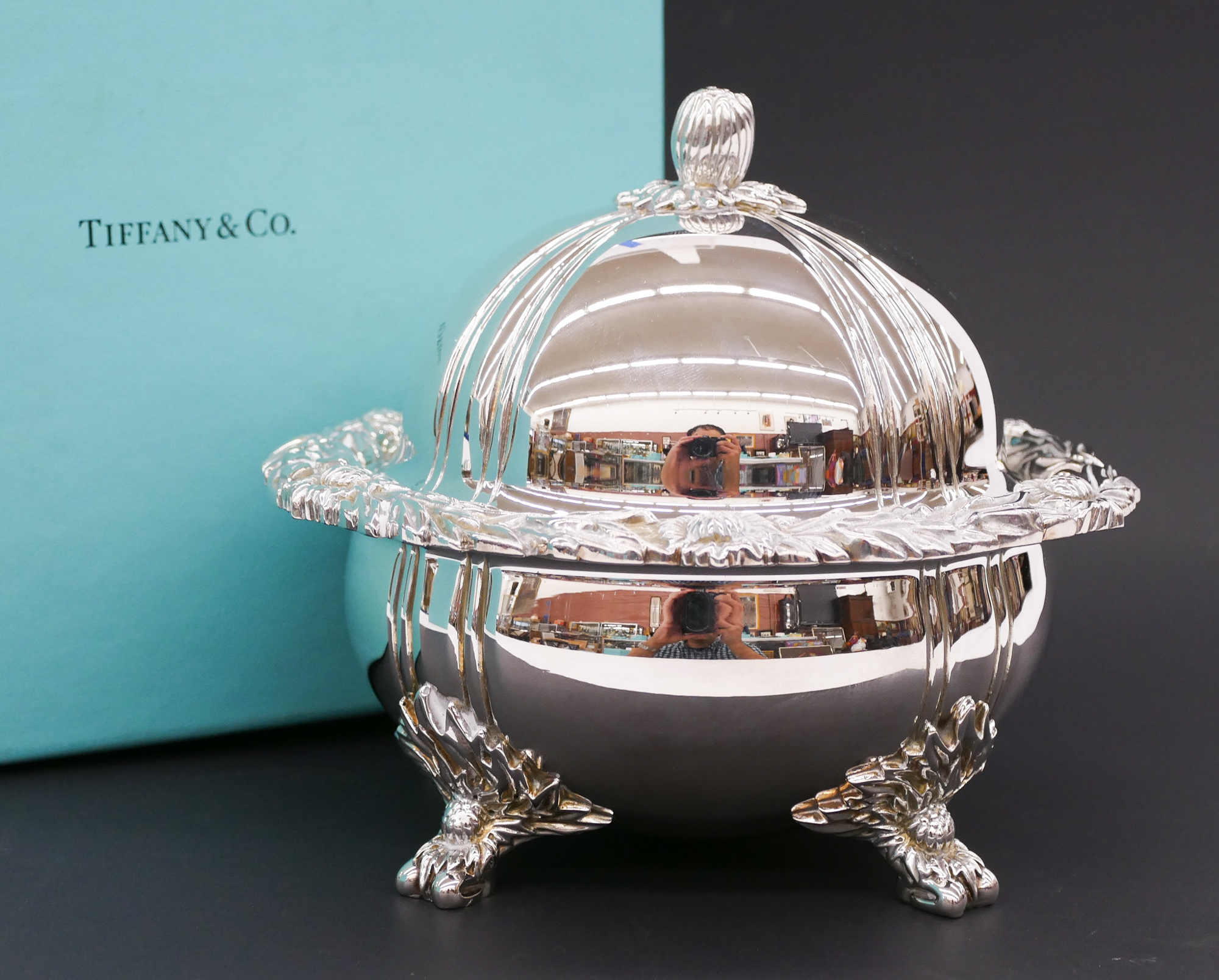 Appraisal: Tiffany Co ''Chrysanthemum'' Sterling Covered Butter Dish ''x '' Impressive