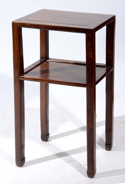 Appraisal: A CHINESE HARDWOOD TWO TIER OCCASIONAL TABLE with rectangular top