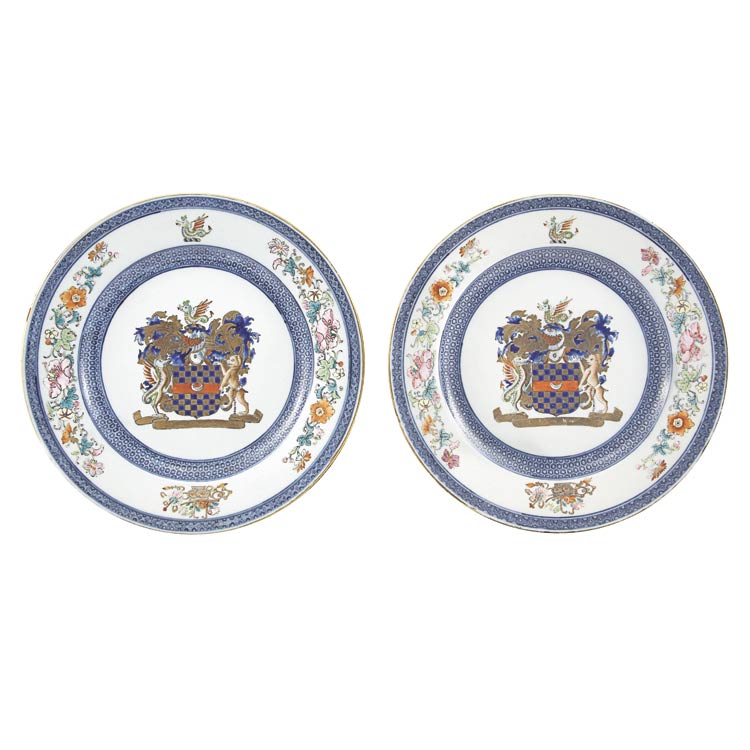 Appraisal: Two Chinese Export Armorial Porcelain Dishes Circa Each centering the