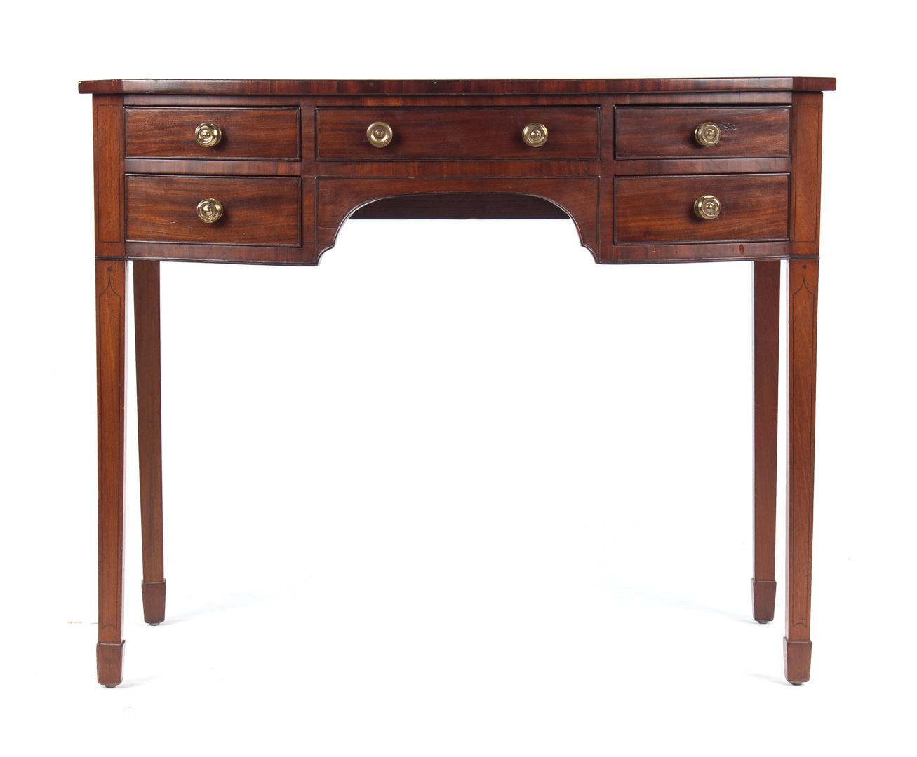 Appraisal: Regency mahogany dressing table flat top with banded edge bowed