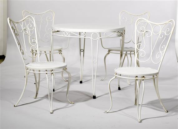 Appraisal: A SET OF GARDEN FURNITURE 's Metal painted in white