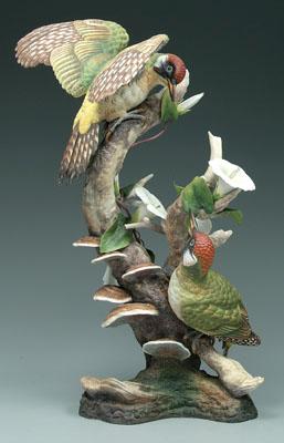 Appraisal: Boehm figural group two green woodpeckers with white morning glories