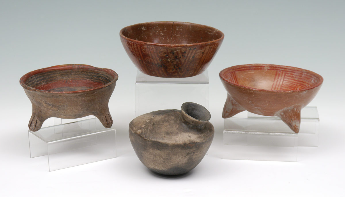 Appraisal: PIECE PRE-COLUMBIAN POTTERY BOWLS VESSEL To include footed bowls with