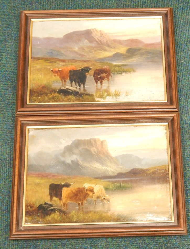 Appraisal: H Colman thC thC Cattle at waters edge oil on