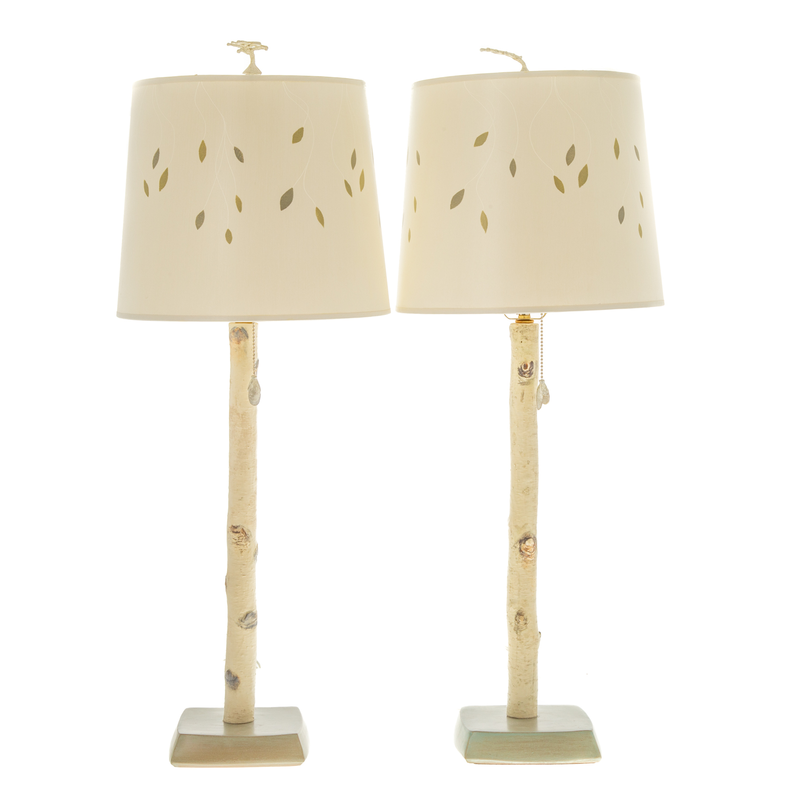 Appraisal: A PAIR OF BIRCH TREE TABLE LAMPS Probably by Pacific