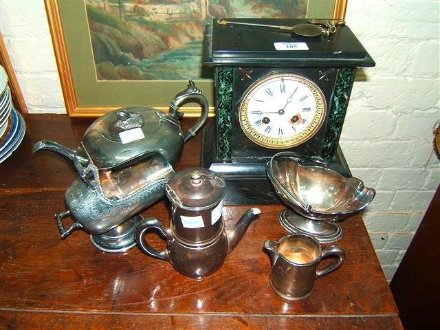 Appraisal: A slate mantle clock and a small quantity of silver