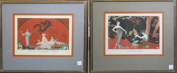 Appraisal: Two Art Deco colored prints Titled Le Go t des