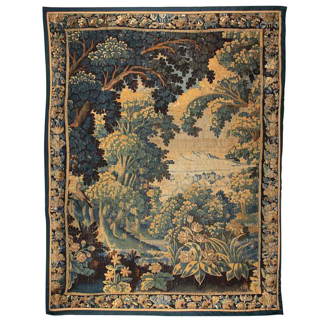 Appraisal: Aubusson Verdure Tapestry Panel France th century A bird in