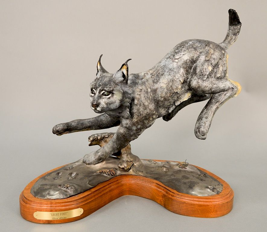 Appraisal: Don Stone bronze Light Foot running bobcat signed dated and