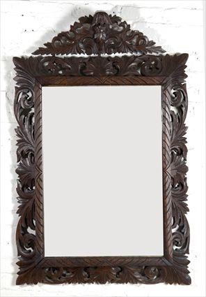 Appraisal: Renaissance-Style Acanthus-Carved Walnut Wall Mirror x in