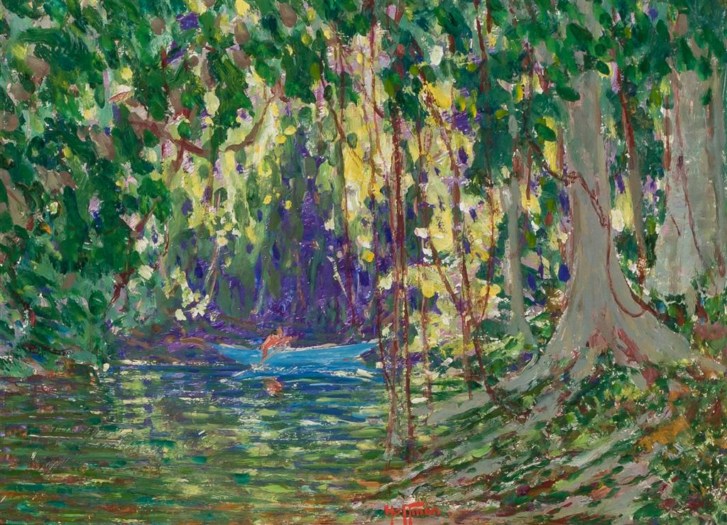 Appraisal: HARRY LESLIE HOFFMAN American - A Jungle Stream Kartabo oil