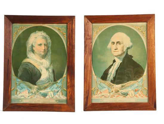 Appraisal: TWO CHROMOLITHOGRAPHS OF GEORGE AND MARTHA WASHINGTON Published by H