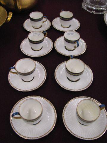 Appraisal: Set of Wedgwood Bone China Cups Saucers demitasse blue gold