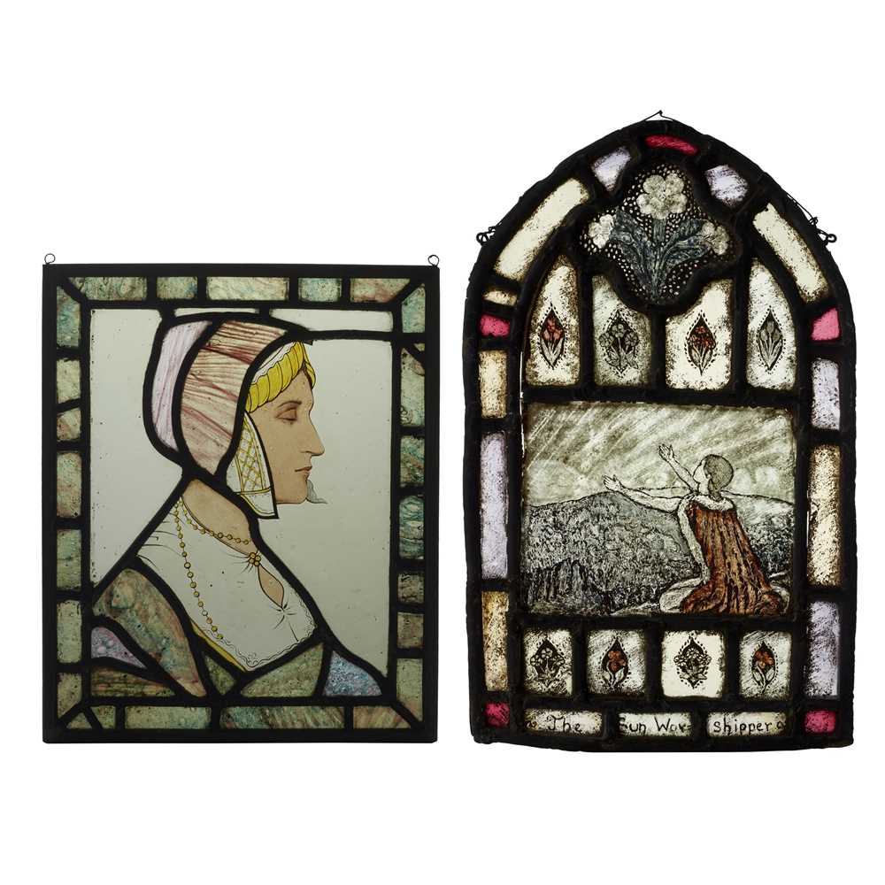 Appraisal: ENGLISH STAINED GLASS PANEL CIRCA stained leaded and painted glass