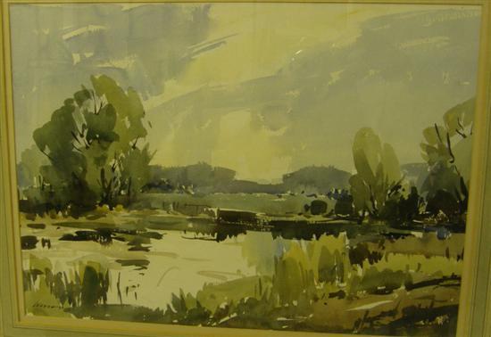 Appraisal: Edward Wesson Near the River Wey signed water-colour h w